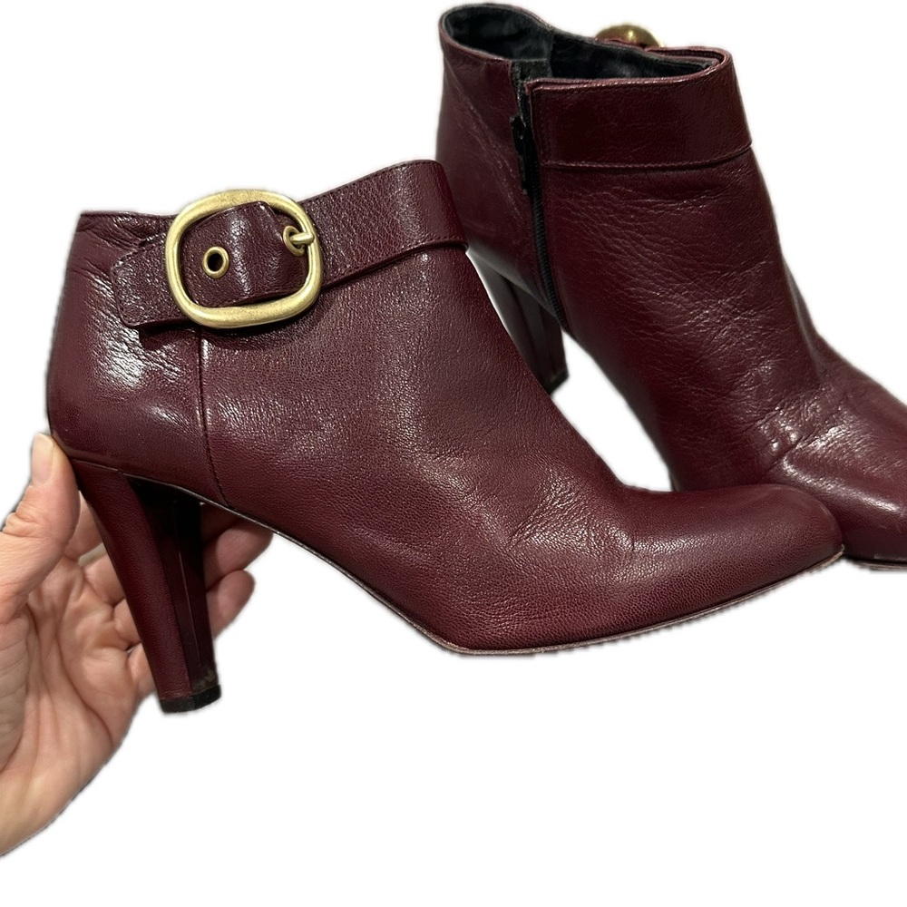 Coach Nicolette burgundy leather Ankle Boots Made in Italy